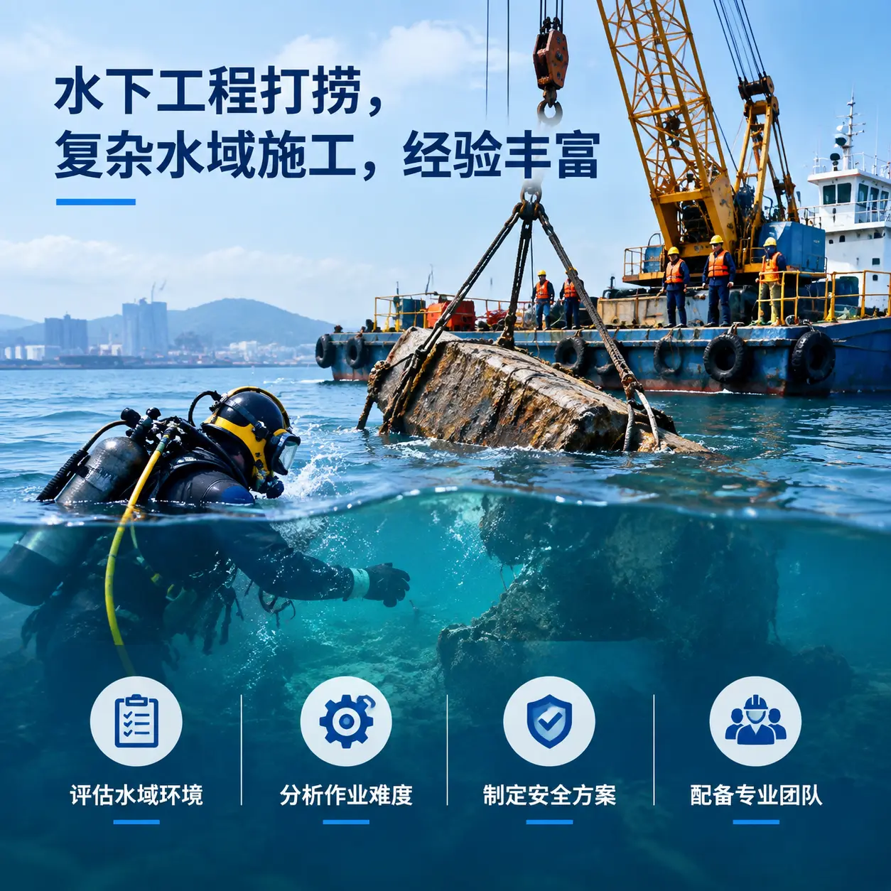 水下工程打捞,复杂水域施工,经验丰富岭东